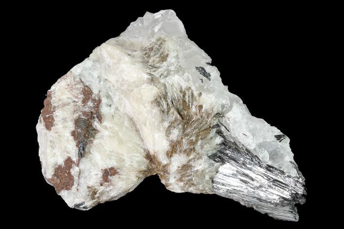 Metallic, Needle-Like Pyrolusite Cystals in Quartz - Morocco #140996